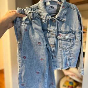 Zara matching denim set bows 🎀